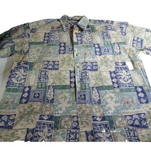 Pierre Cardin Hawaiian Shirt XL Cotton Short Sleeve Button Up Tropical